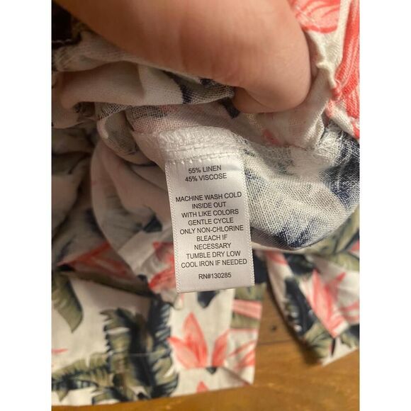 Per Se Medium Linen Shorts Floral Casual Tropical Vacation drawstring - Picture 4 of 5